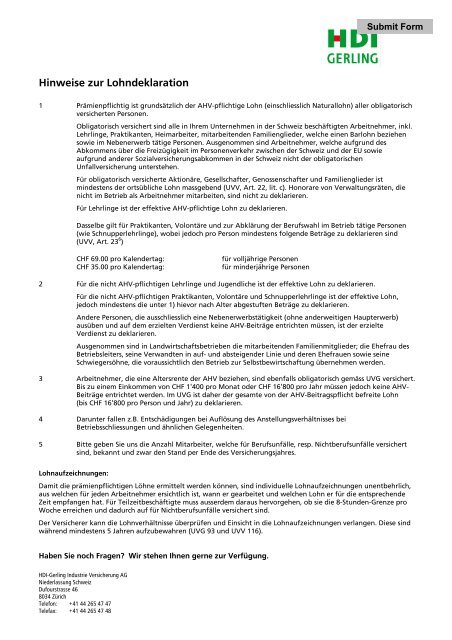 Lohnsummendeklaration UVG-Obligatorium (PDF, 521 KB) - Gerling ...