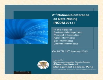 NCDM 2013-2nd National Conference on Data Mining