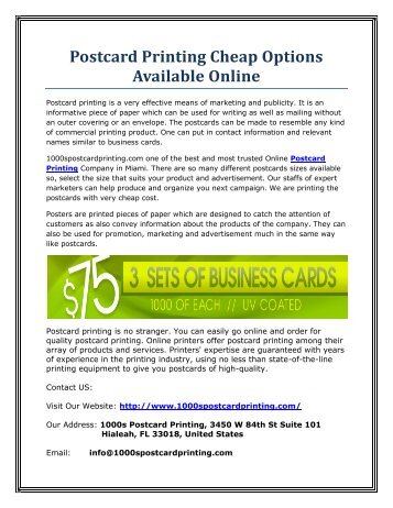 cheap postcard printing advantages of for small business
