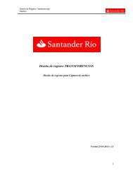 DiseÃ±o de registro TRANSFERENCIAS - Banco Santander RÃ­o