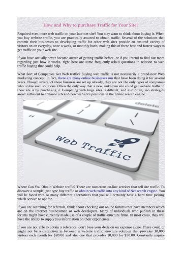 How and Why to purchase Traffic for Your Site?