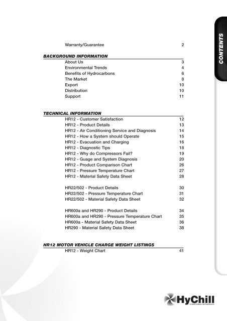 HyChill Information Manual - HyChill Refrigerants