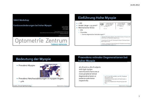 FundusverÃ¤nderung bei hoher Myopie Workshop - Optometrie ...