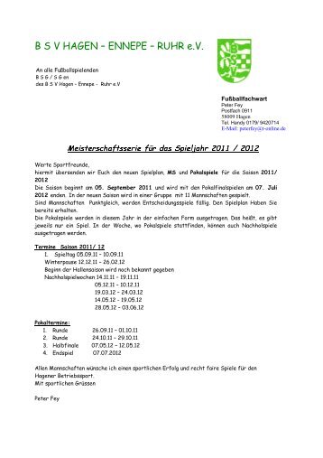 B S V HAGEN â ENNEPE â RUHR e.V. - beim Betriebssportverband ...