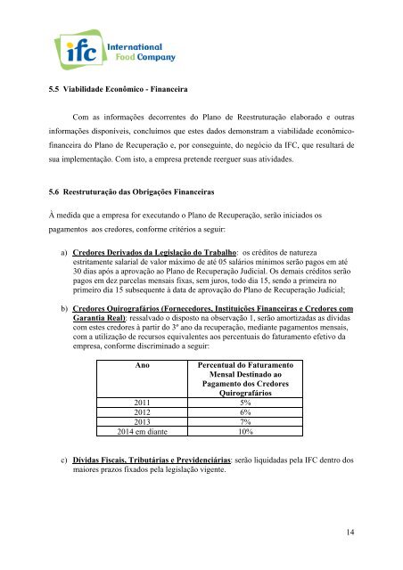 PLANO DE RECUPERAÇÃO JUDICIAL - Rmilani.com.br