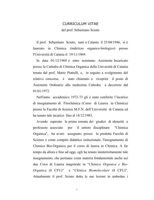 CV - Dipartimento di Scienze Chimiche