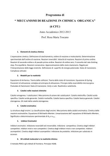 Programma - Dipartimento di Scienze Chimiche