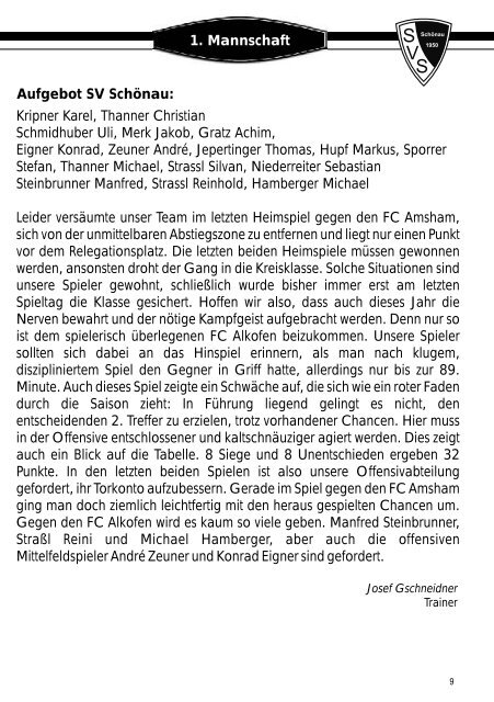 Stadionzeitung - SV Schönau