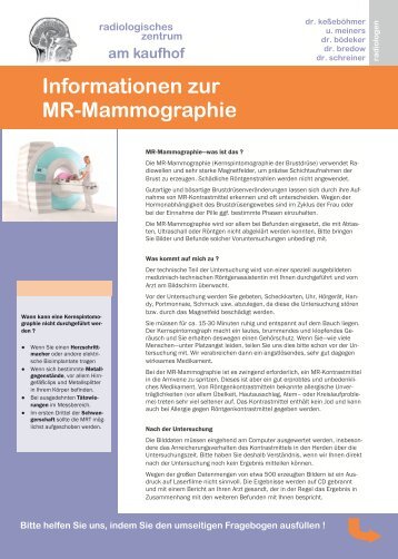 MR-Mammographie - Radiologische Praxis am Kaufhof