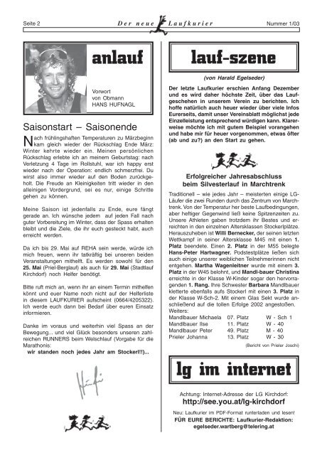 Ausgabe 1 - Laufgemeinschaft Kirchdorf