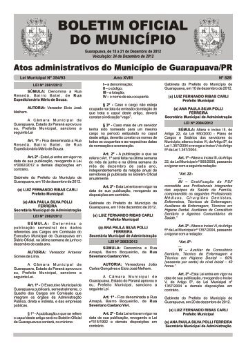 Boletim Oficial 828 - Prefeitura de Guarapuava