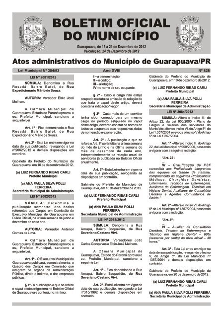 Boletim Oficial 828 - Prefeitura de Guarapuava