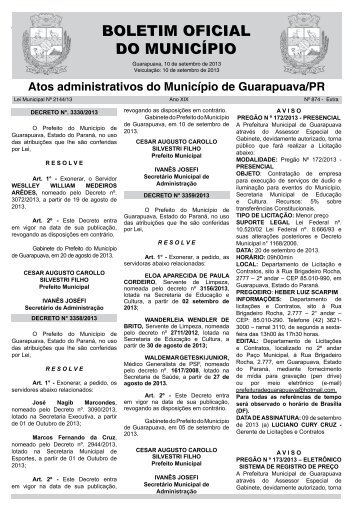 Boletim Oficial 874 â Extra - Prefeitura de Guarapuava