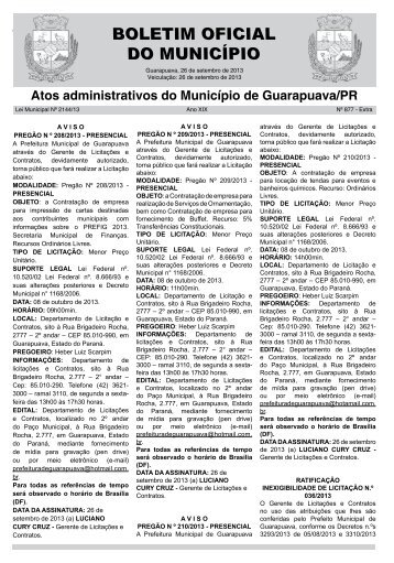 Boletim Oficial 877 - Prefeitura de Guarapuava