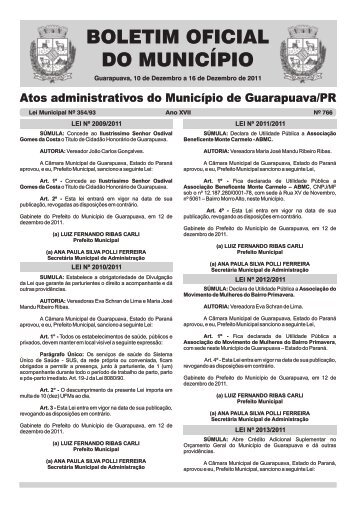 Boletim Oficial 766 - Prefeitura de Guarapuava