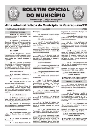 Boletim Oficial 781 - Prefeitura de Guarapuava