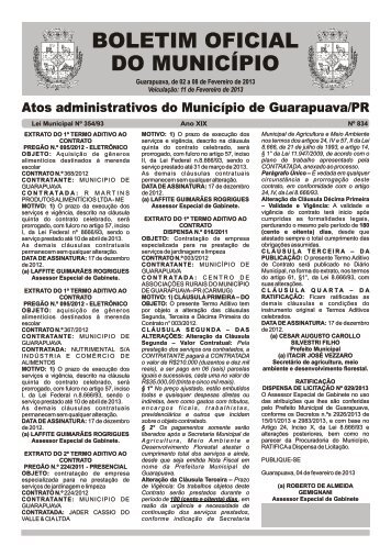 Boletim Oficial 834 - Prefeitura de Guarapuava