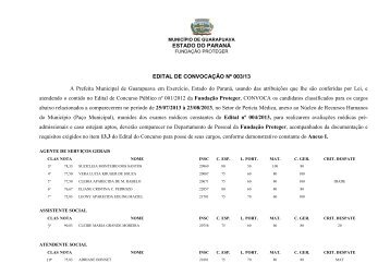 EDITAL Conv003.13 Concurso 01.2012 - FUNDAÃÃO PROTEGER ...
