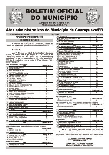 Boletim Oficial 805 - Prefeitura de Guarapuava