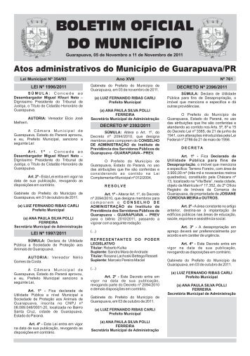 Boletim Oficial 761 - Prefeitura de Guarapuava