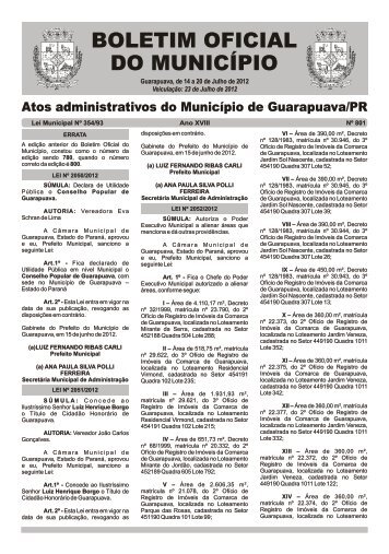 Boletim Oficial 801 - Prefeitura de Guarapuava