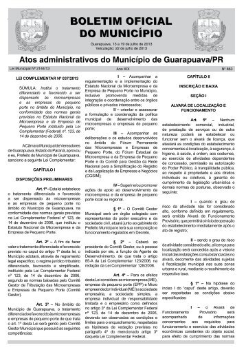 Boletim Oficial 863 - Prefeitura de Guarapuava