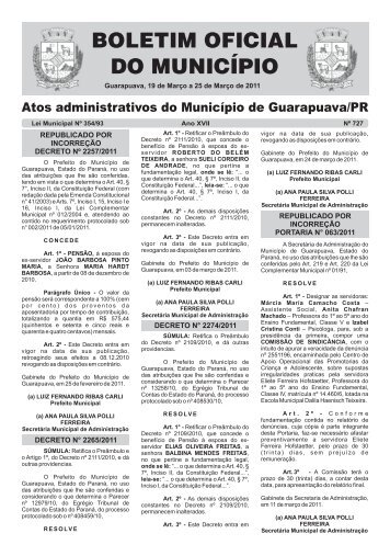 Boletim Oficial 727 - Prefeitura de Guarapuava