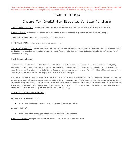 Income Tax Credit for Electric Vehicle Purchase - Nissan USA