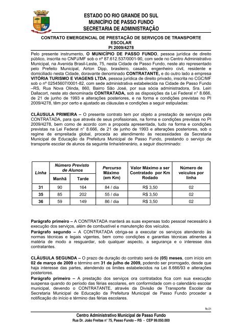 FORMULARIO DE MATRICULA E CONTRATO DE PRESTACAO DE SERVICOS