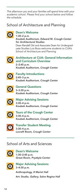 Orientation Schedule - The Catholic University of America