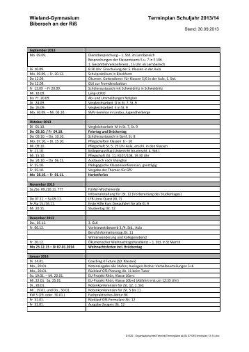 Wieland-Gymnasium Terminplan Schuljahr 2013/14 Biberach an ...