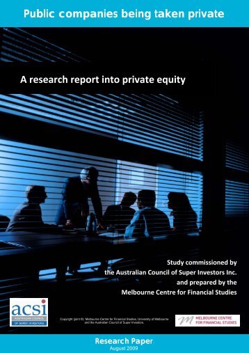 Public companies being taken private - Australian Centre for ...