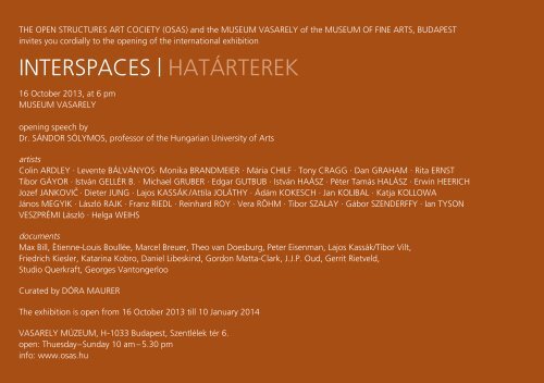 INTERSPACES | HATÃRTEREK - Vera RÃ¶hm