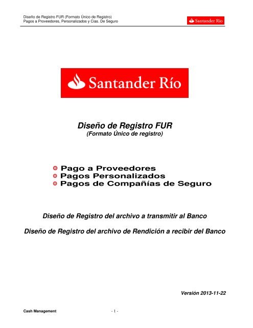DiseÃ±o de Registro FUR - Banco Santander RÃo