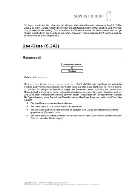 Use-Case (S.242) Metamodell - SOPHIST