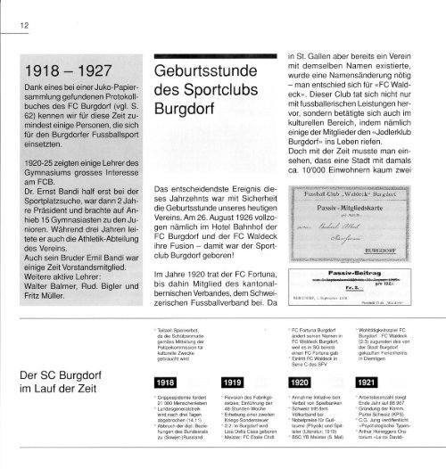 JubilÃ¤umsschrift 100 Jahre SC Burgdorf 1898-1998 - Sportclub ...