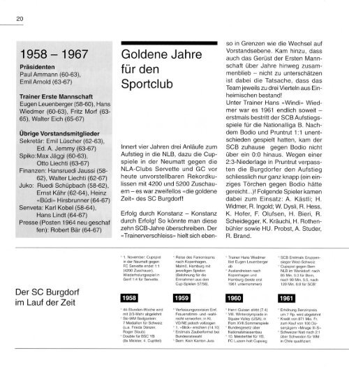 JubilÃ¤umsschrift 100 Jahre SC Burgdorf 1898-1998 - Sportclub ...