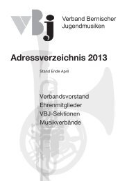 Adressverzeichnis 2013 - Verband Bernischer Jugendmusiken | VBJ