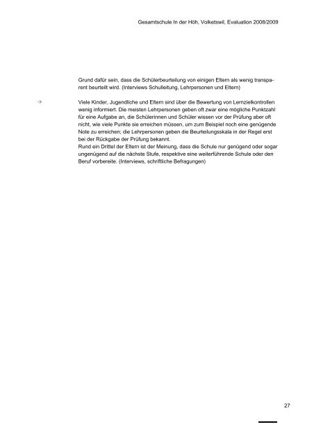 Evaluationsbericht, August 2009 - Schule Volketswil