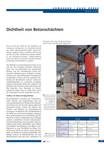 Dichtheit von BetonschÃ¤chten - O. Wyss AG