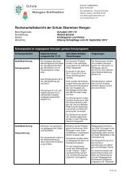 Rechenschaftsbericht der Schulleitung Oberwisen - Schule Oberwisen