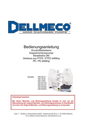 Bedienungsanleitung Kunststoff - Dellmeco Deutschland GmbH