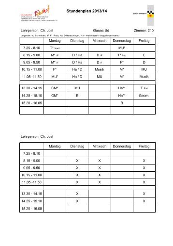 Stundenplan 2013/14 - Schule Volketswil