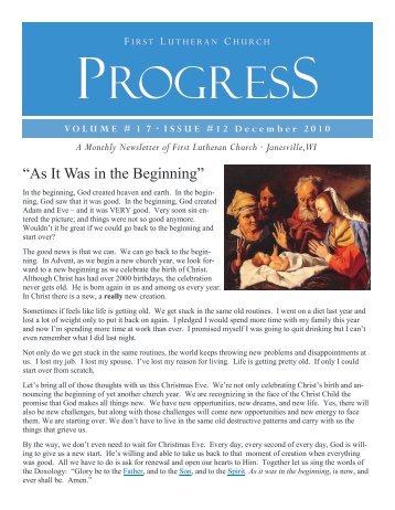 âAs It Was in the Beginningâ - First Lutheran Church