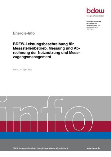 BDEW-Leistungsbeschreibung für Messstellenbetrieb ... - Ontras