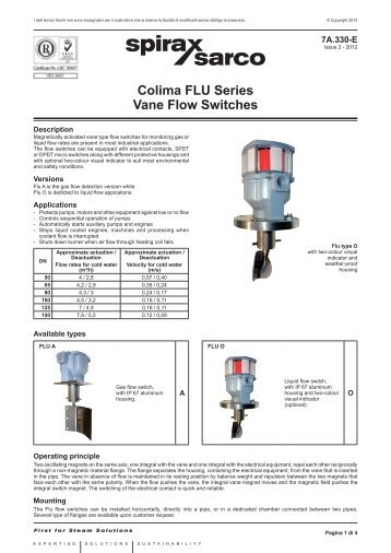 Colima FLU Series Vane Flow Switches - BMT Fluid Control ...