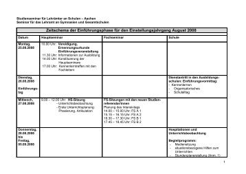 Zeitschema zur EinfÃ¼hrungsphase