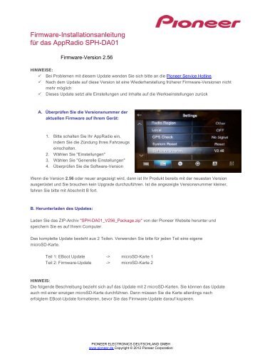 Firmware-Installationsanleitung für das Appradio SPH-DA01