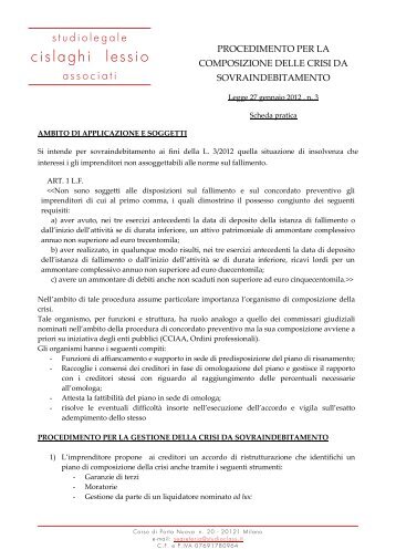 Procedimento per la composizione delle crisi da ... - AssICC