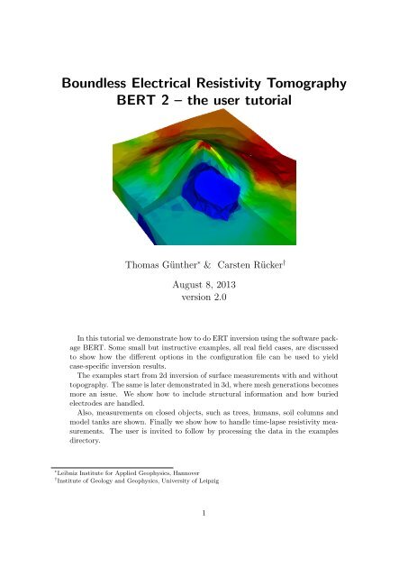 Boundless Electrical Resistivity Tomography BERT 2 ... - resistivity.net